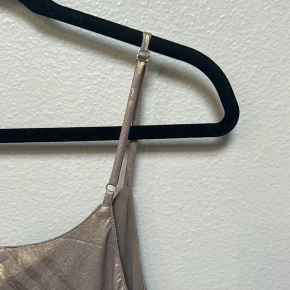 CURRENT AIR Anthropologie bias long dress gold metallic spaghetti strap large - Picture 7 of 13